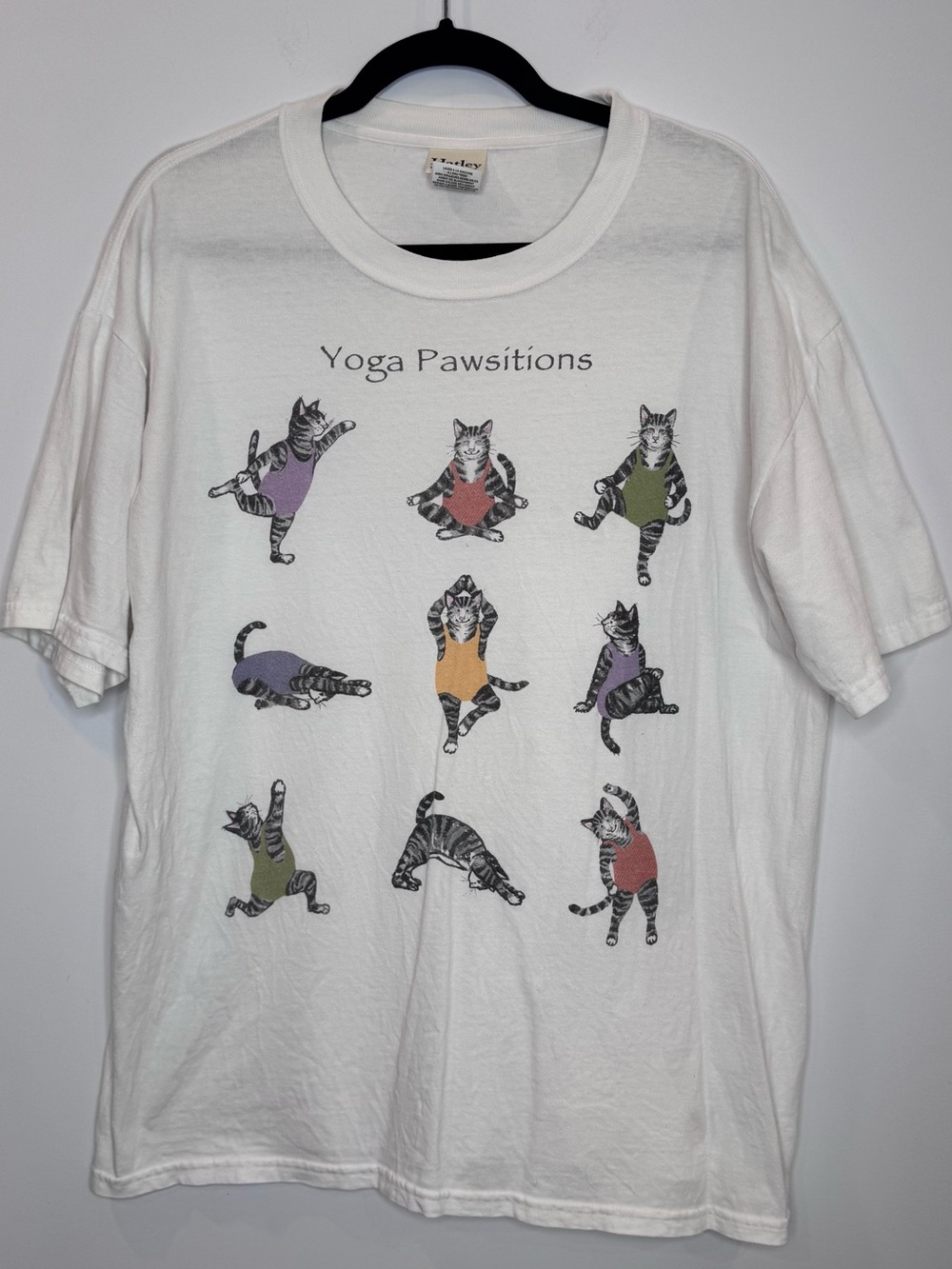 Hatley Yoga Pawsitions Cat Graphic T-Shirt White Multicolor Cats lady quirky L